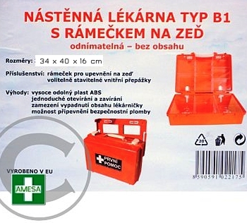Obal lékárničky AMESA z tvrzeného plastu ABS s těsněním proti prachu a stříkající vodě