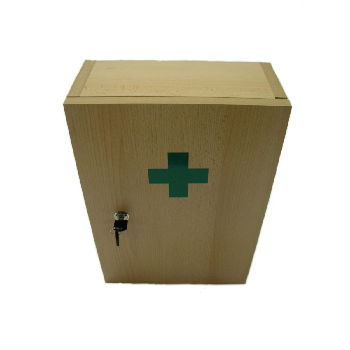 Lékárnička nástěnná dřevěná přírodní s náplní do 30 osob DIN 13169